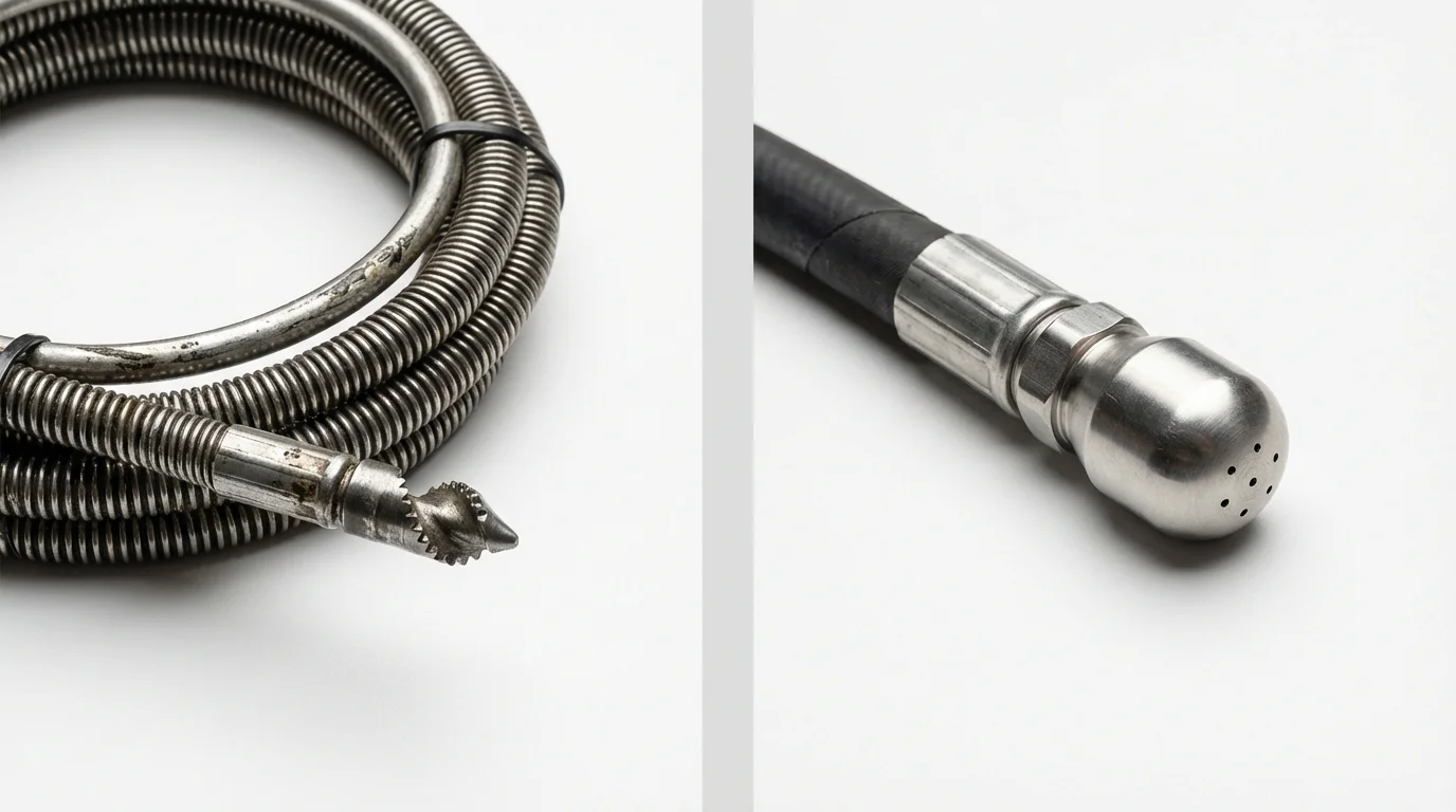 Drain snake cable and hydro jetting nozzle used for drain cleaning in Winter Park, FL
