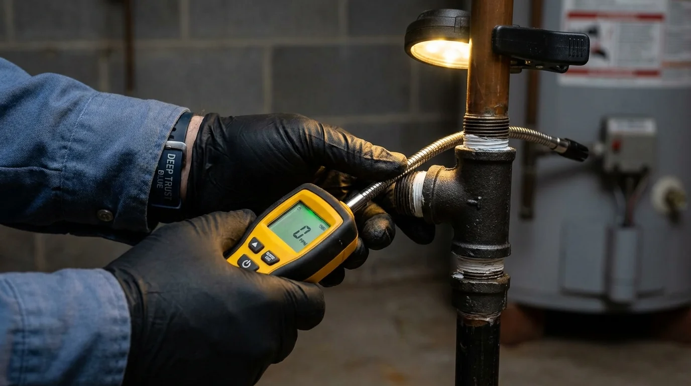 Gas leak detection with electronic sniffer by Johns Plumbing LLC in Winter Park