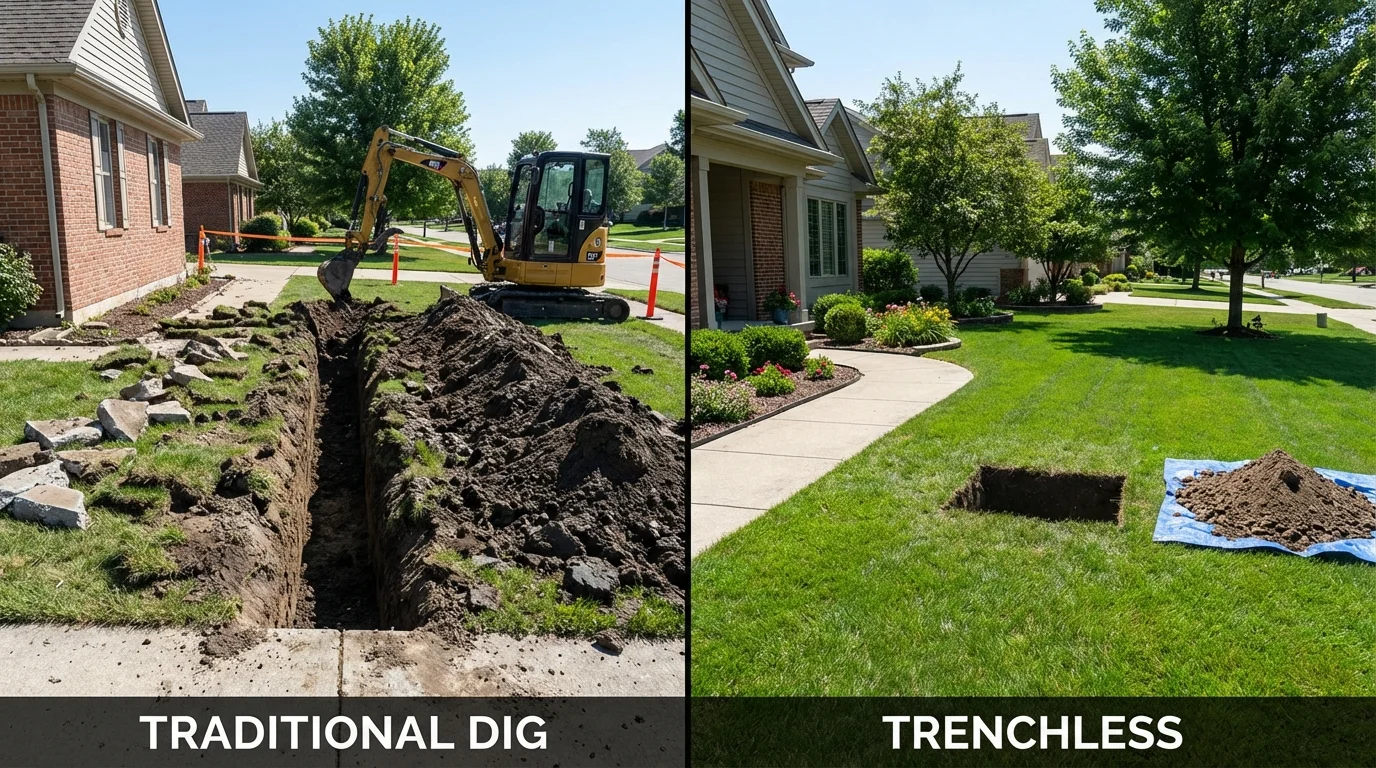 Trenchless sewer repair with minimal yard damage versus traditional excavation in Winter Park, FL